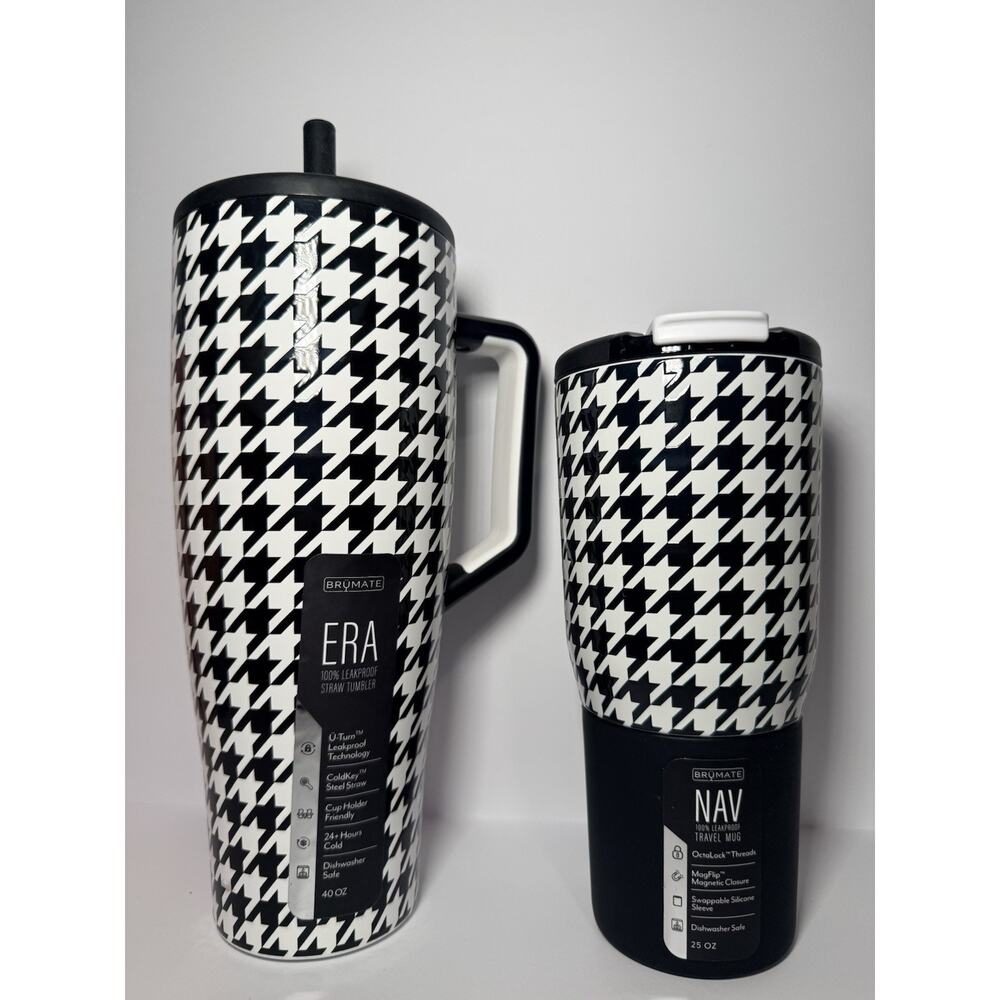 BruMate Limited Edition HOUNDSTOOTH 40oz Era + 25oz Nav Tumbler Set BNWT
